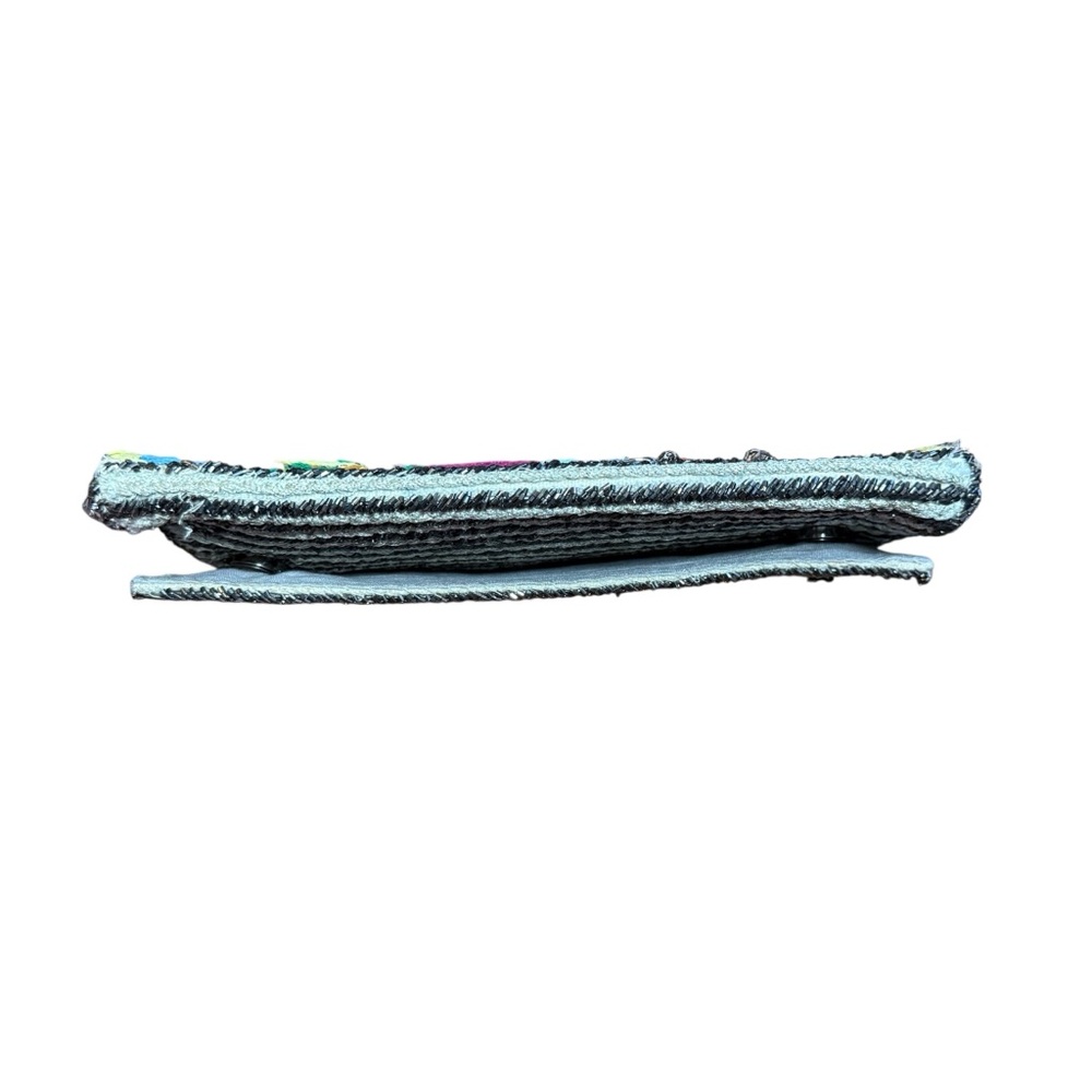 Zara Women Embroidered Floral Beaded Clutch Bag Multicolor Foldover Purse - Picture 5 of 7